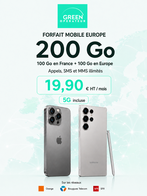 Forfait mobile Europe 200 Go